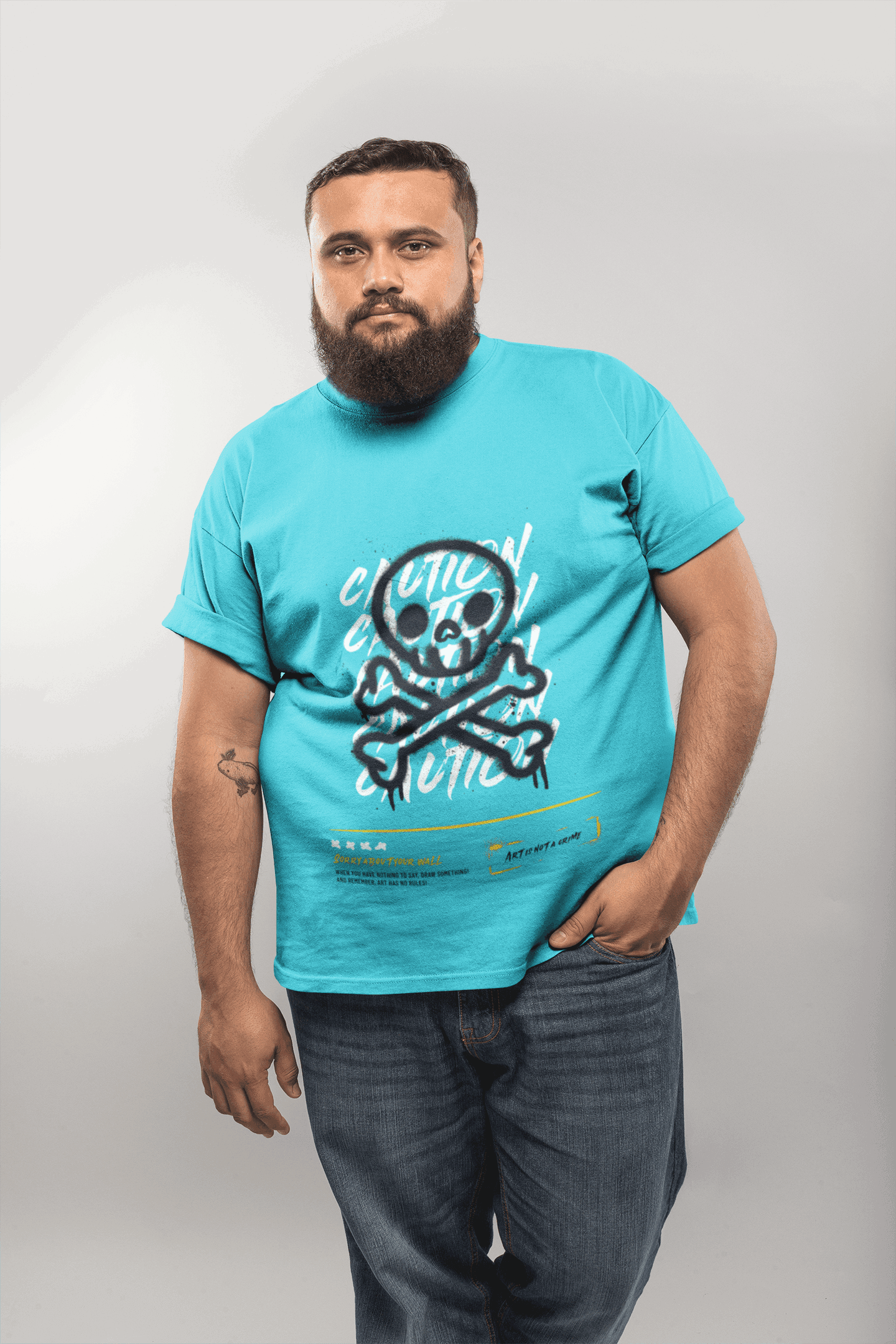 Caution Skull Men's Plus Size T-shirt - Lyssian