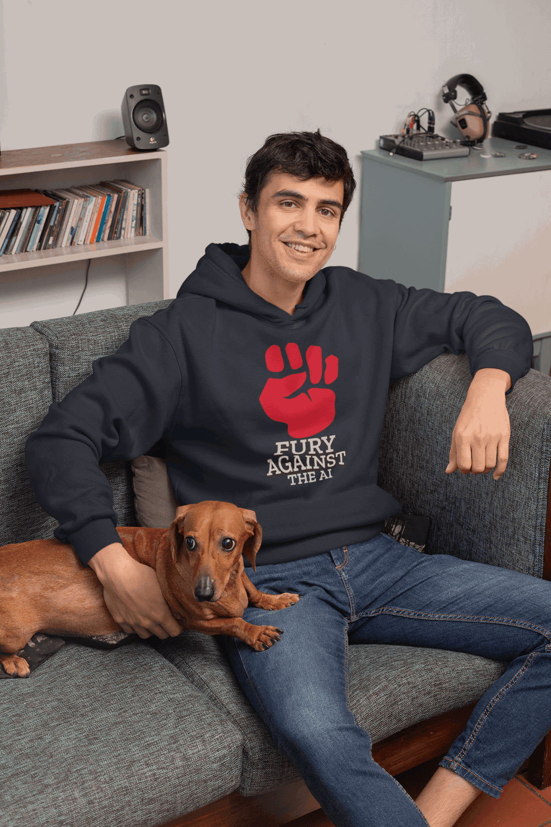 Against AI Men's Hoodie - Lyssian