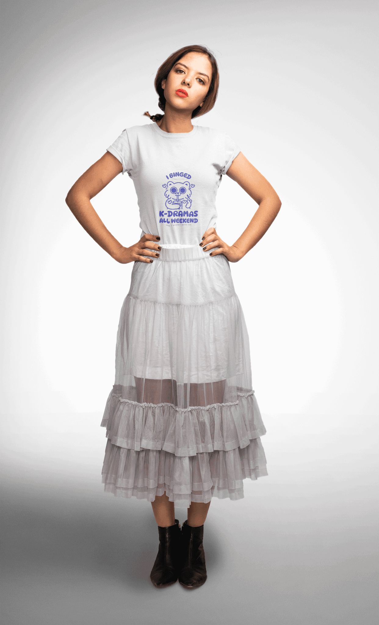 Binged All Weekend Women's Round Neck Half Sleeve T-shirt - Lyssian