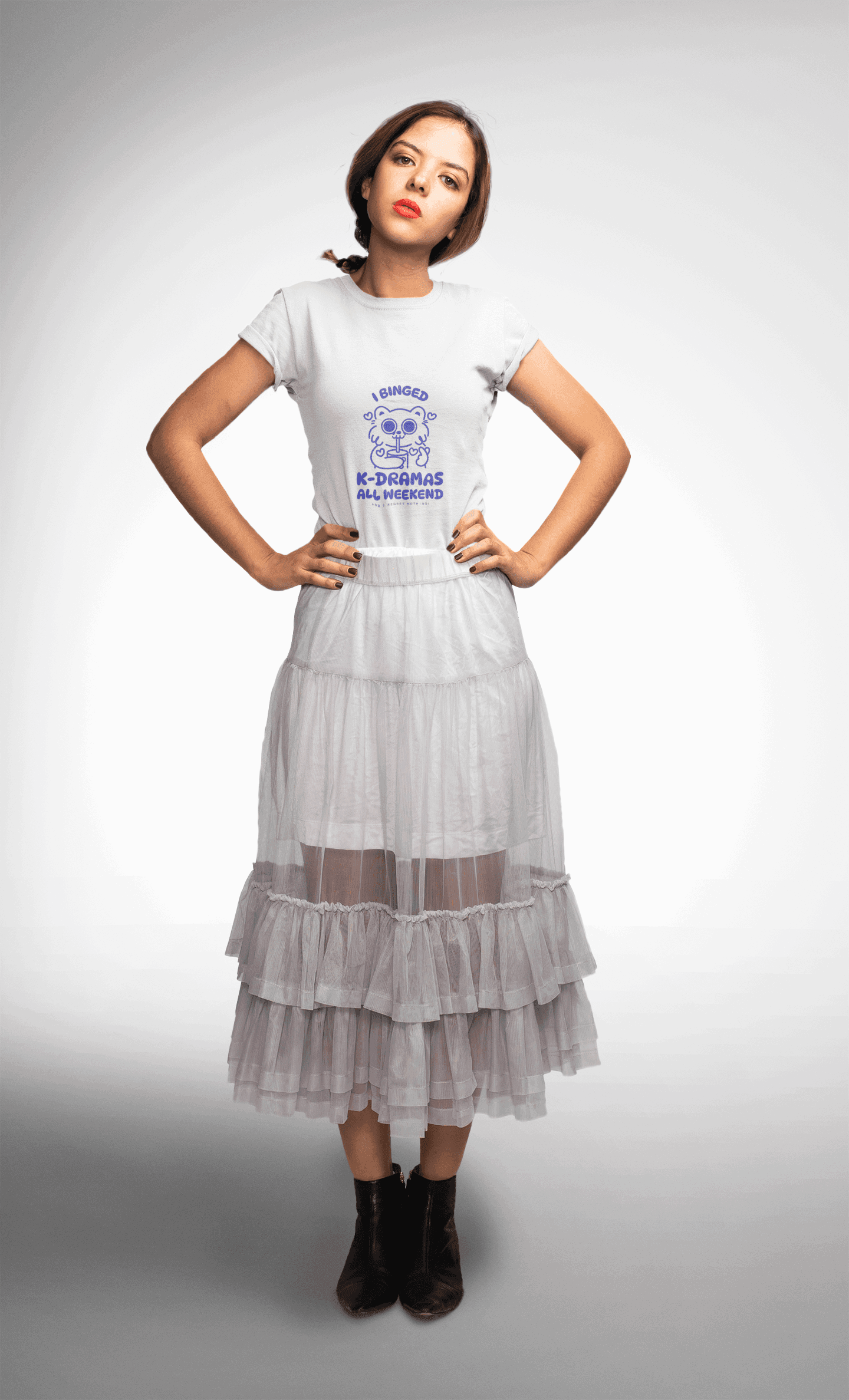 Binged All Weekend Women's Round Neck Half Sleeve T-shirt - Lyssian