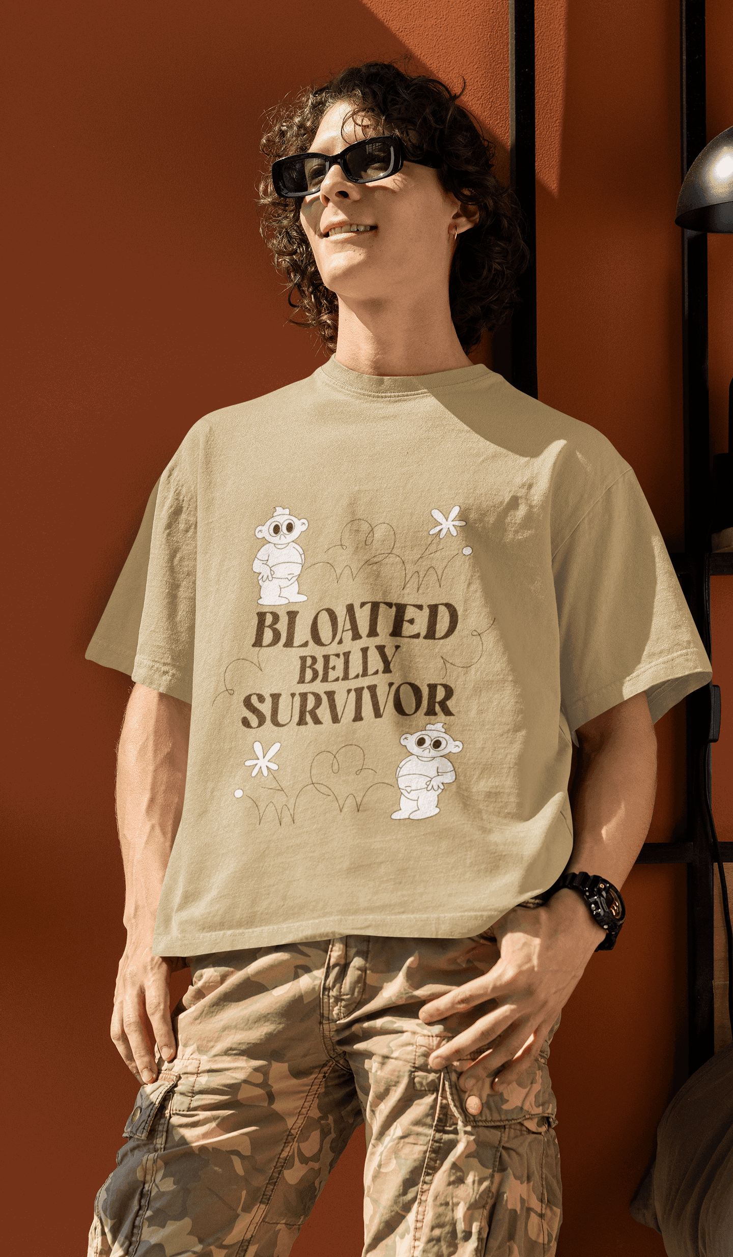Bloated Tummy Men's Oversized T-shirt - Lyssian