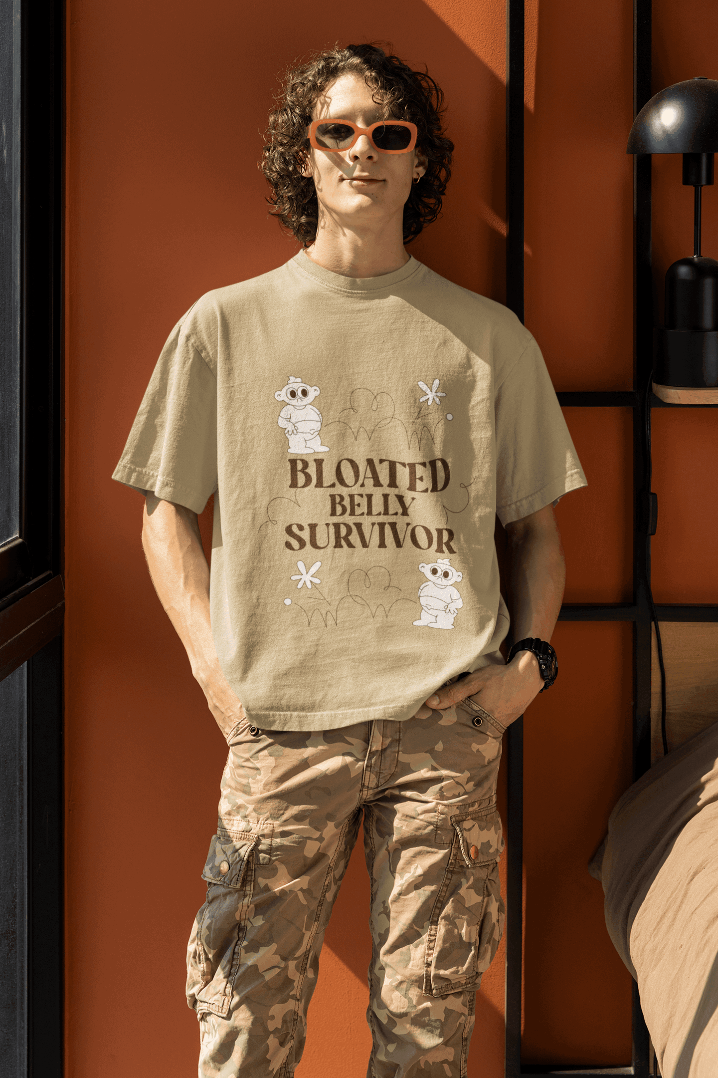 Bloated Tummy Men's Oversized T-shirt - Lyssian