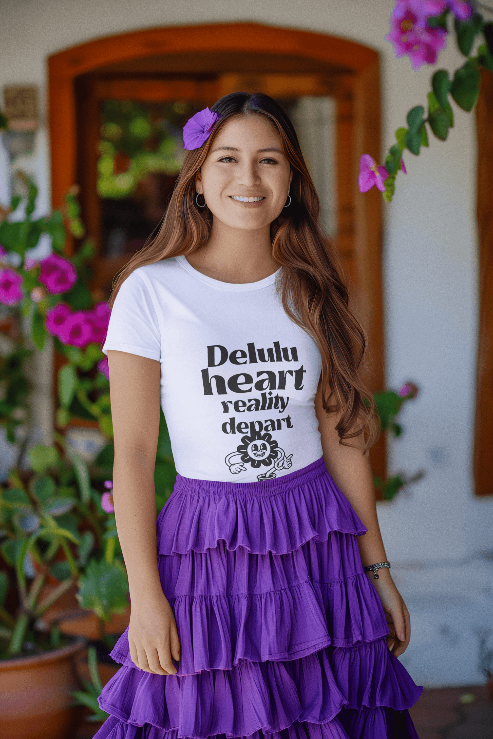 Delulu Women's Round Neck Half Sleeve T-shirt - Lyssian