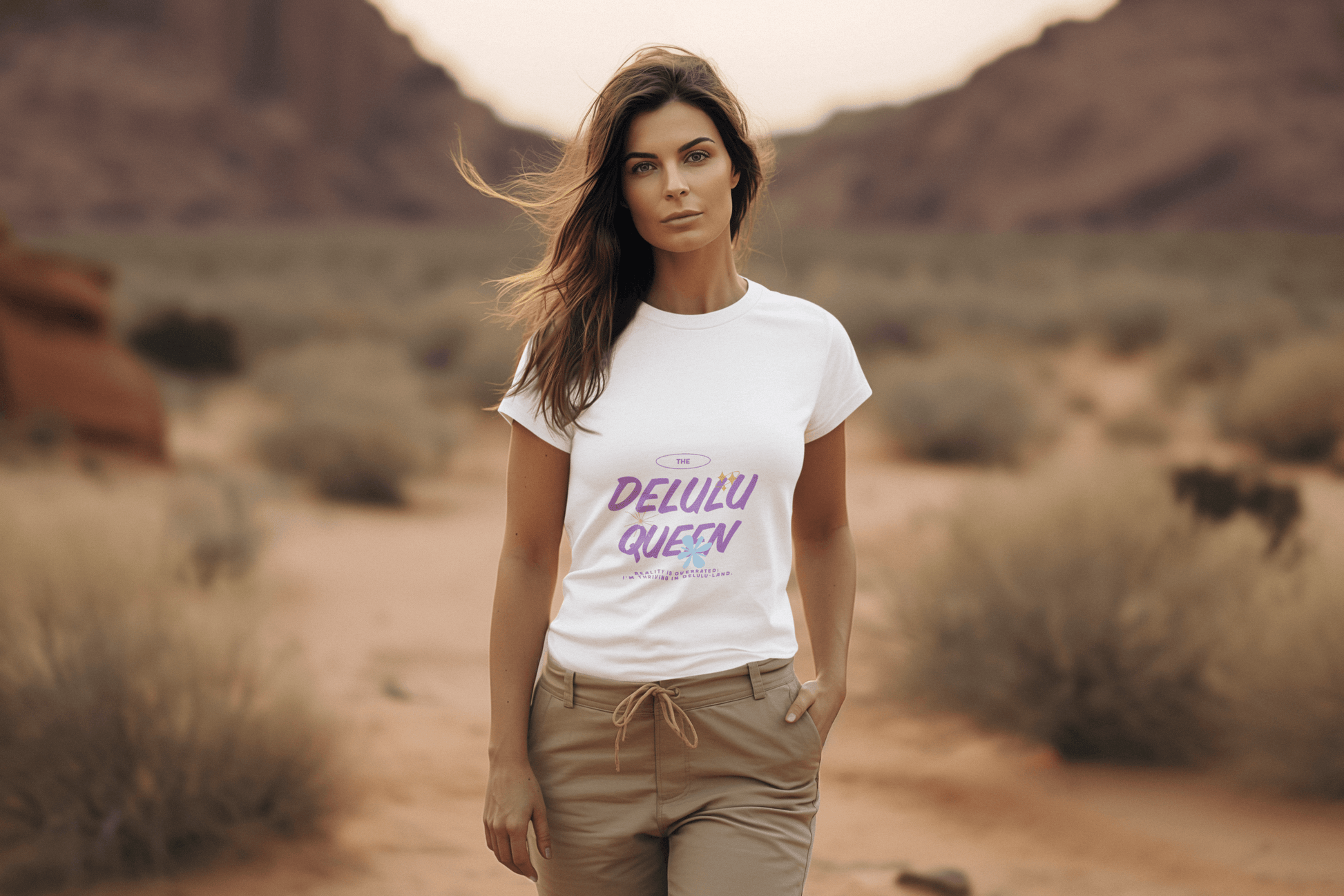 Delulu Queen Women's Round Neck Half Sleeve T-shirt - Lyssian
