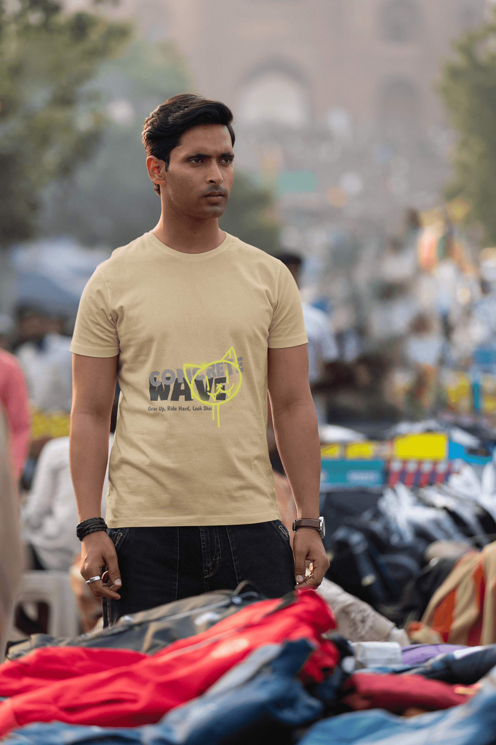 Concrete Wave Male Round Neck Half Sleeve T-shirt - Lyssian