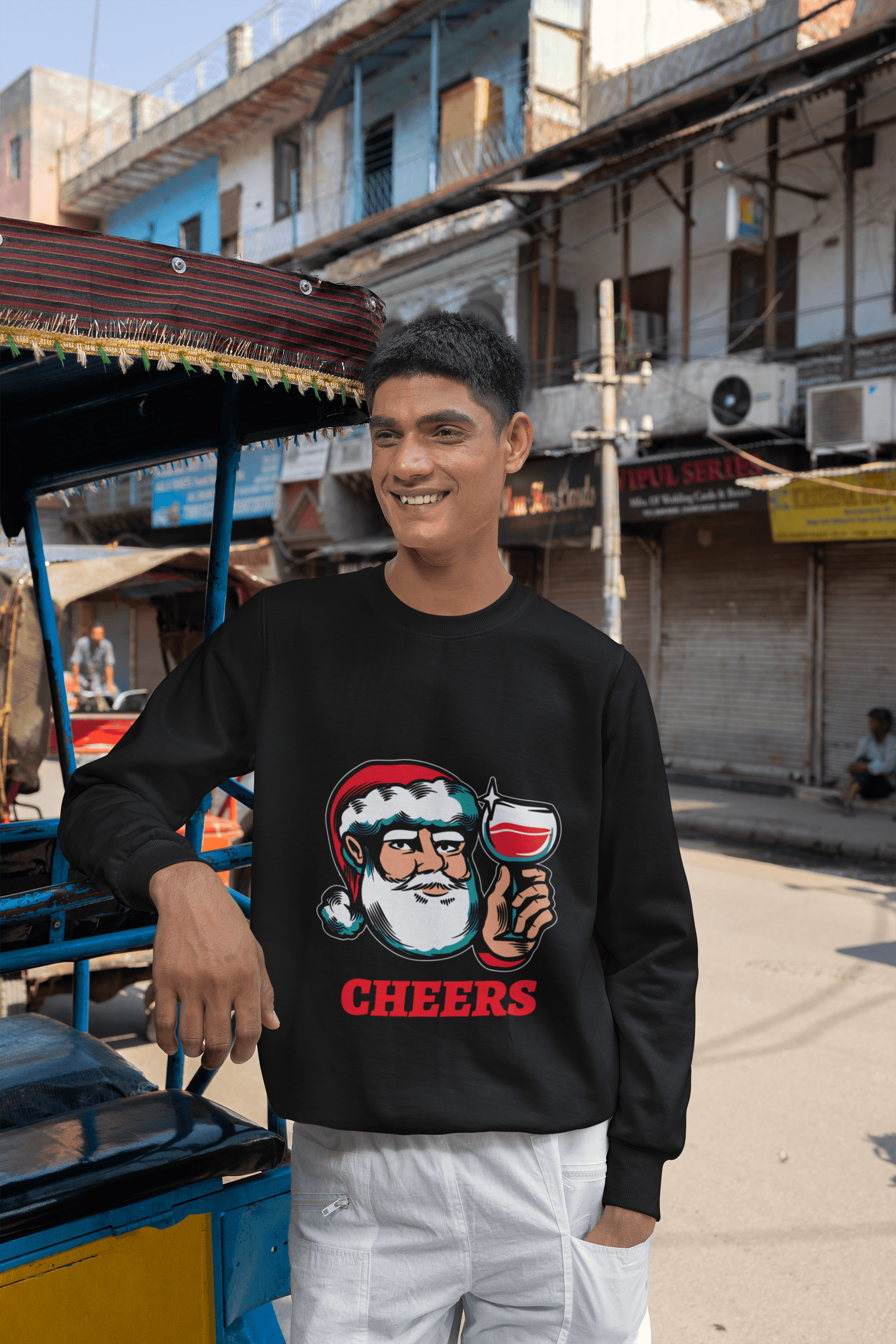 Cheers Santa Men's Sweatshirt - Lyssian