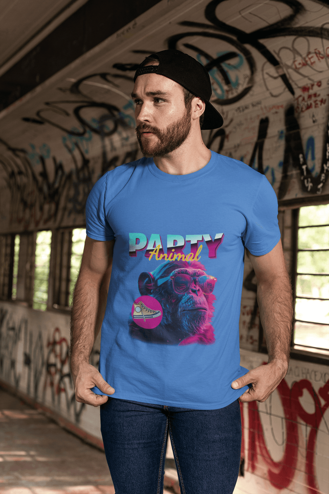 Party Animal's Men's Round Neck Half Sleeve T-shirt - Lyssian