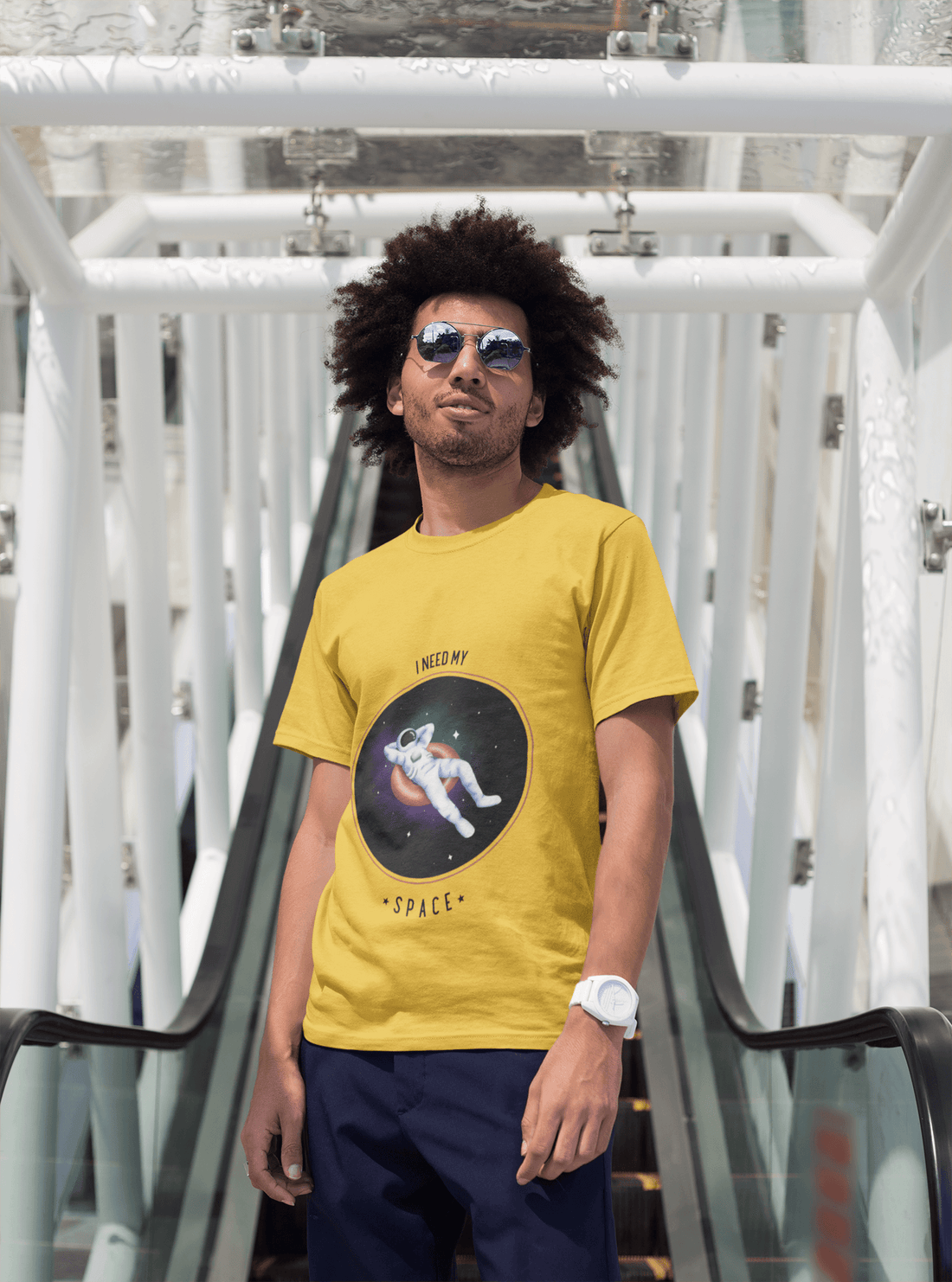 Space Men's Round Neck Half Sleeve T-shirt - Lyssian