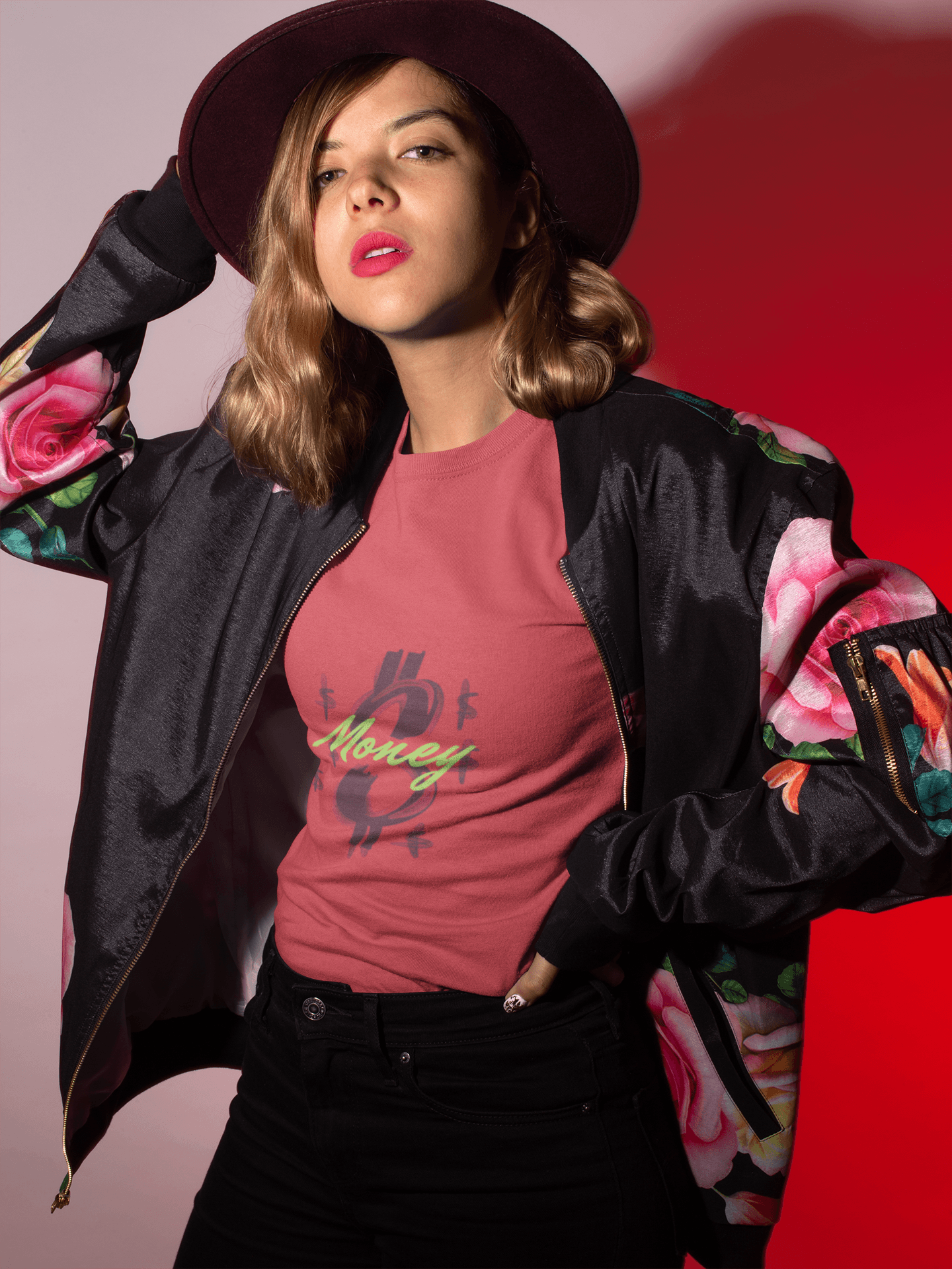 Money Print Women's Round Neck Half Sleeve T-shirt - Lyssian