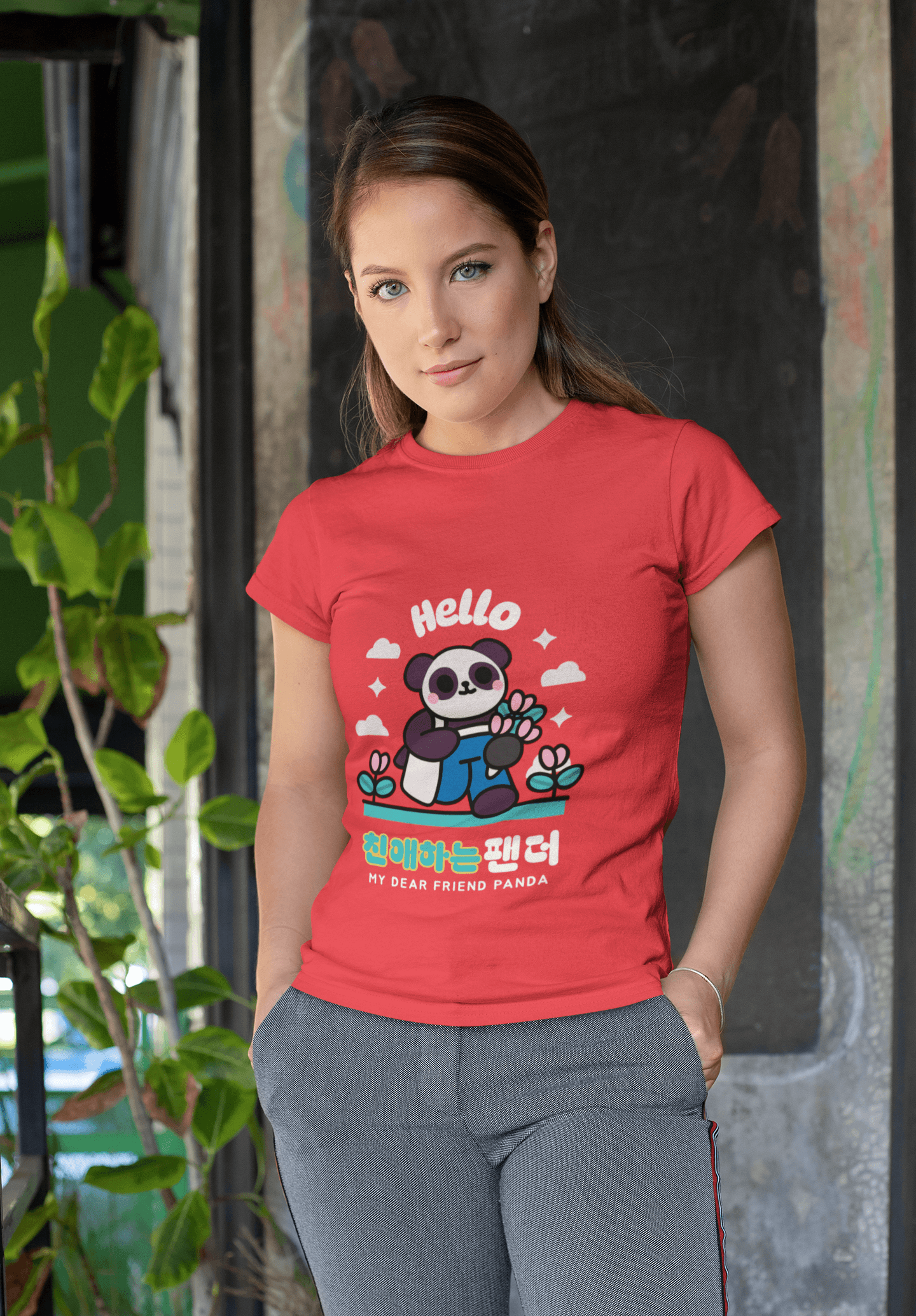 Baby Panda Women's Round Neck Half Sleeve T-shirt - Lyssian