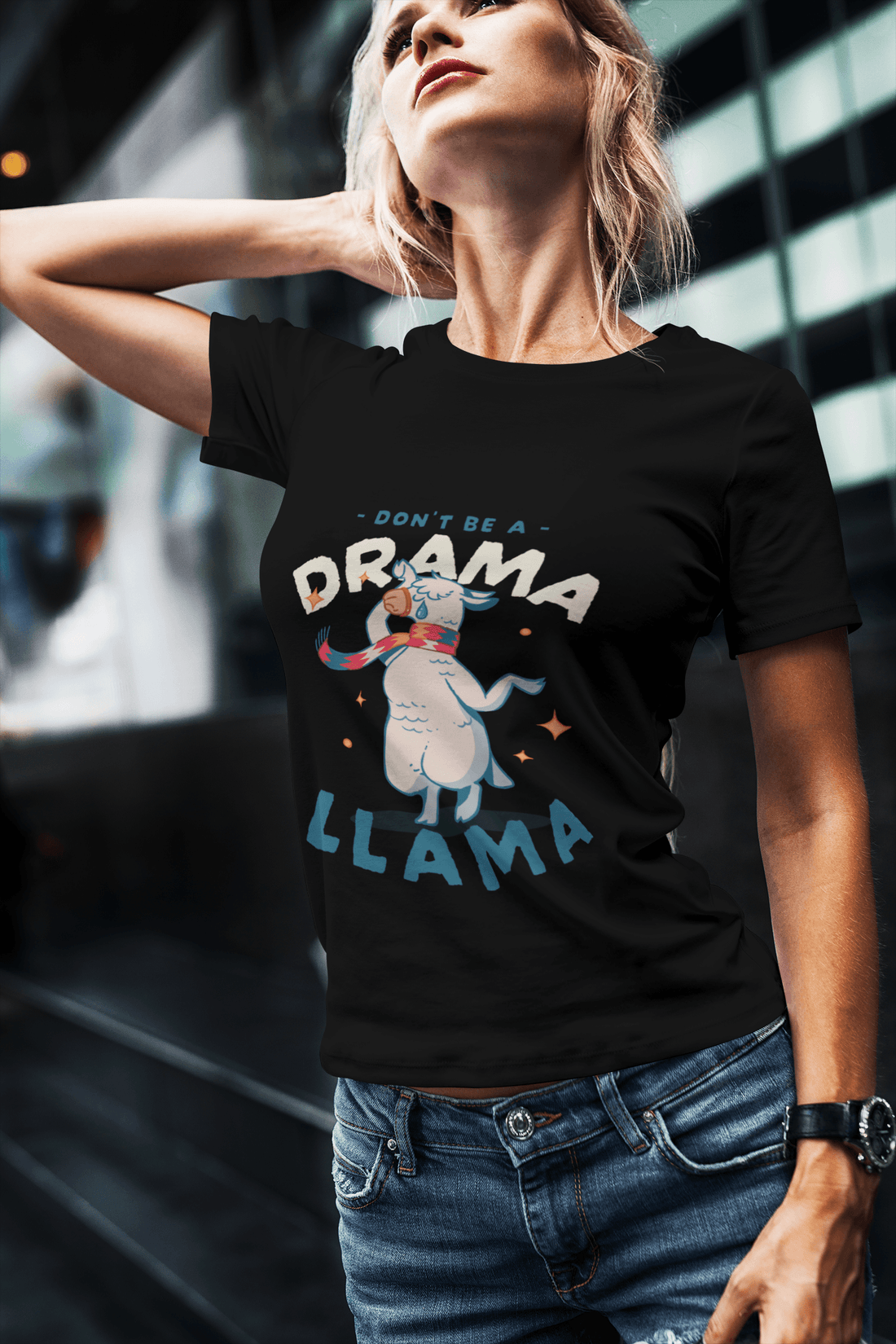 Drama Llama Women's Round Neck Half Sleeve T-shirt - Lyssian