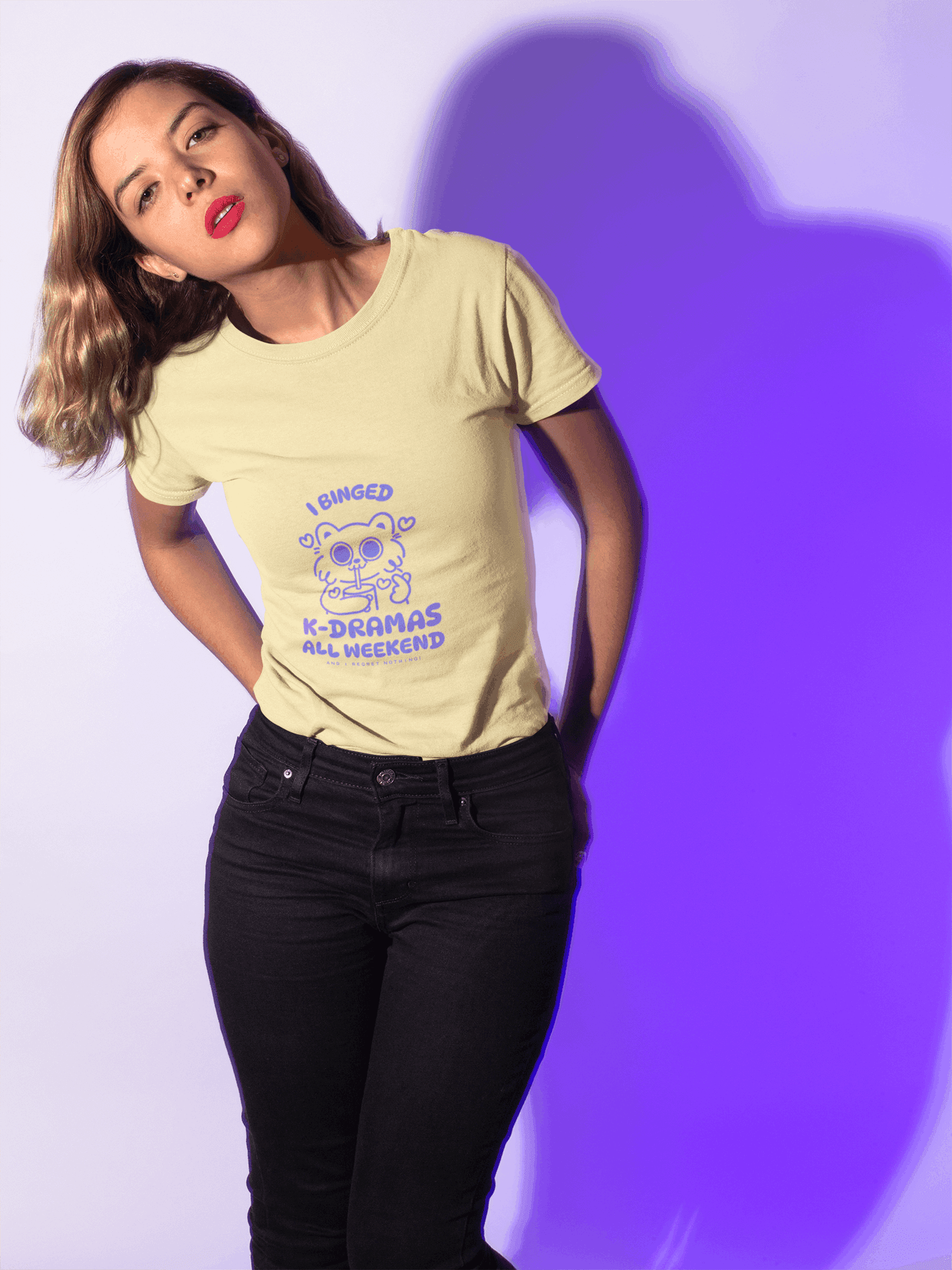 Binged All Weekend Women's Round Neck Half Sleeve T-shirt - Lyssian