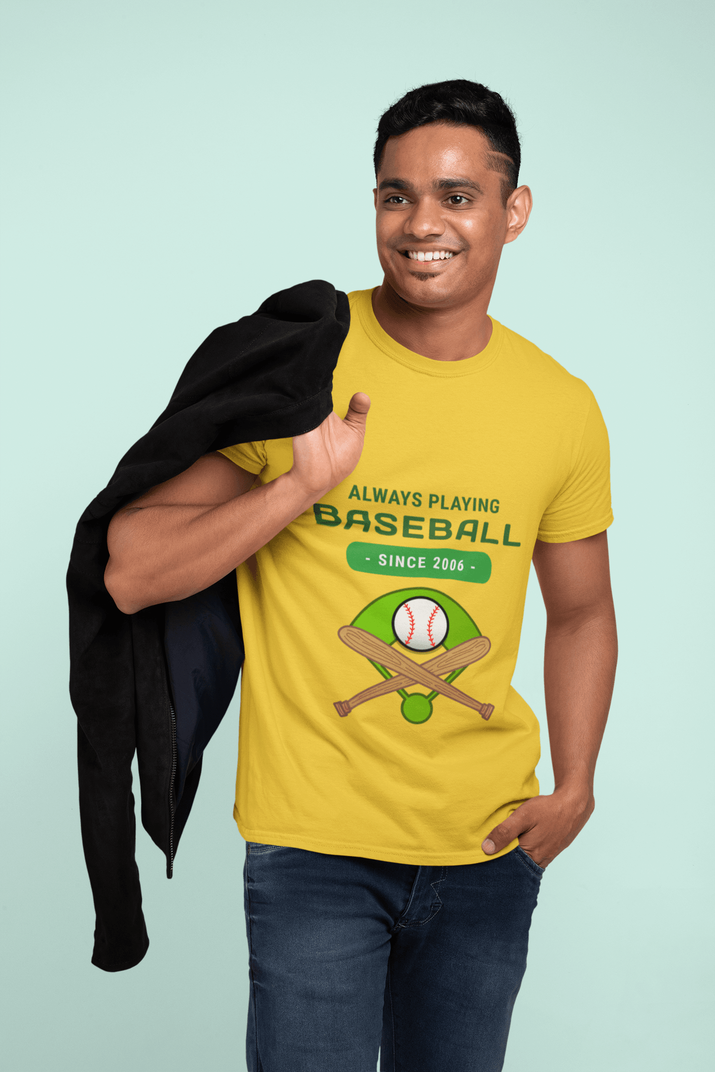 Baseball Male Round Neck Half Sleeve T-shirt - Lyssian