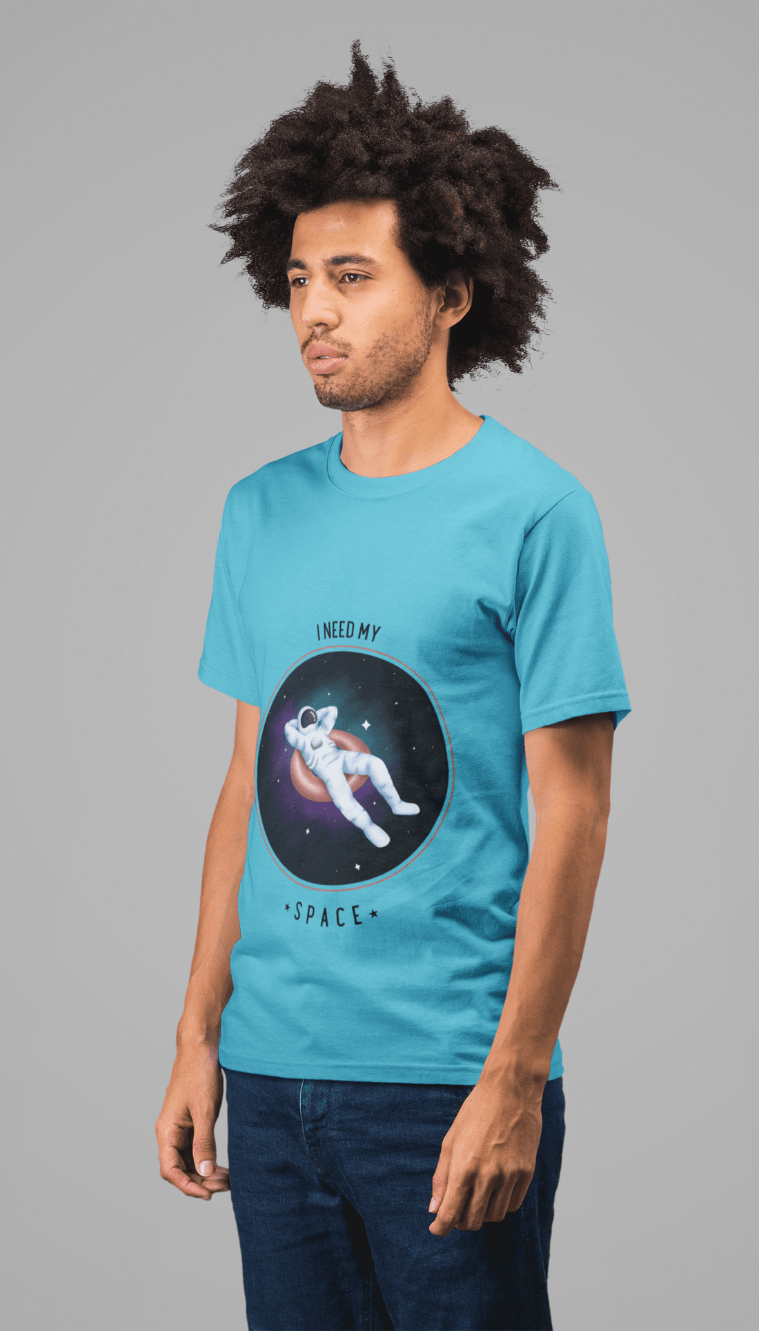 Space Men's Round Neck Half Sleeve T-shirt - Lyssian
