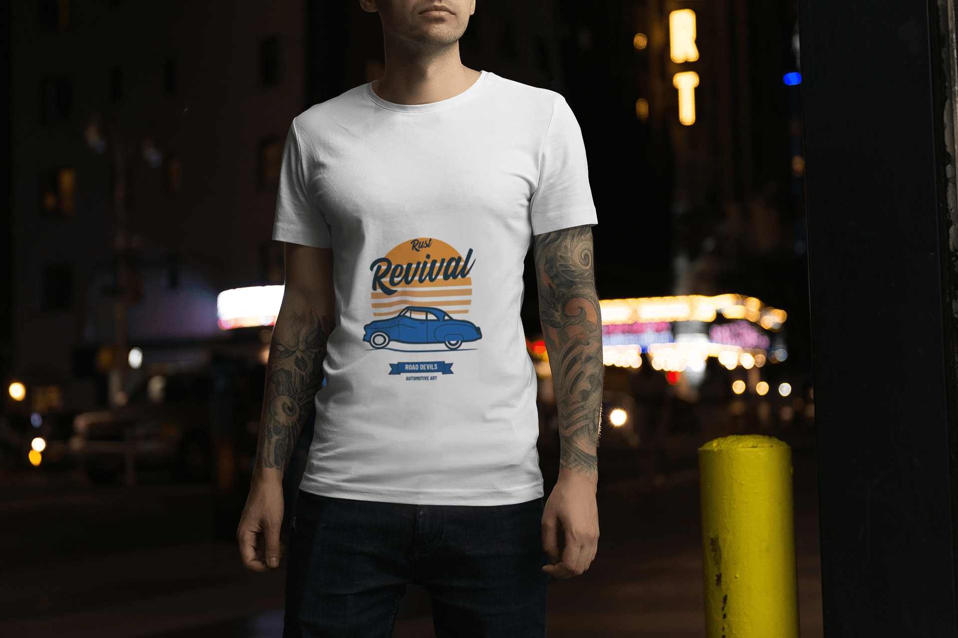 Classic Revival Male Round Neck Half Sleeve T-shirt - Lyssian