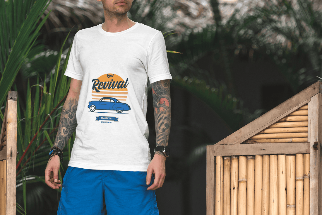 Classic Revival Male Round Neck Half Sleeve T-shirt - Lyssian