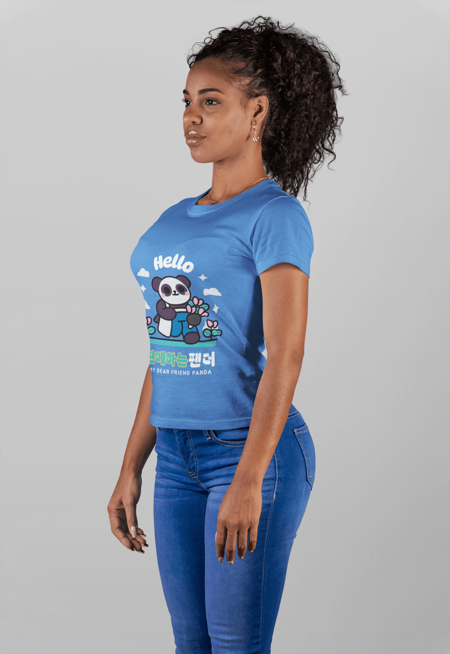 Baby Panda Women's Round Neck Half Sleeve T-shirt - Lyssian