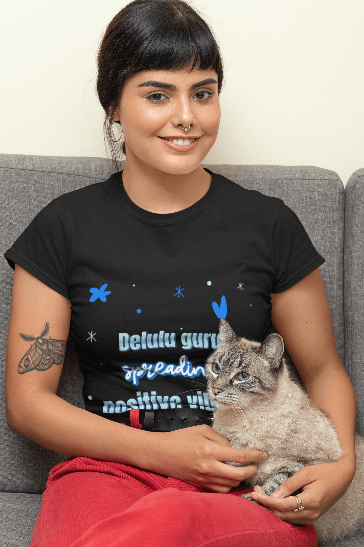 Delulu Guru Women's Round Neck Half Sleeve T-shirt - Lyssian