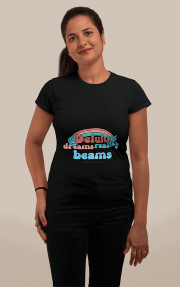 Beams Women's Round Neck Half Sleeve T-shirt - Lyssian