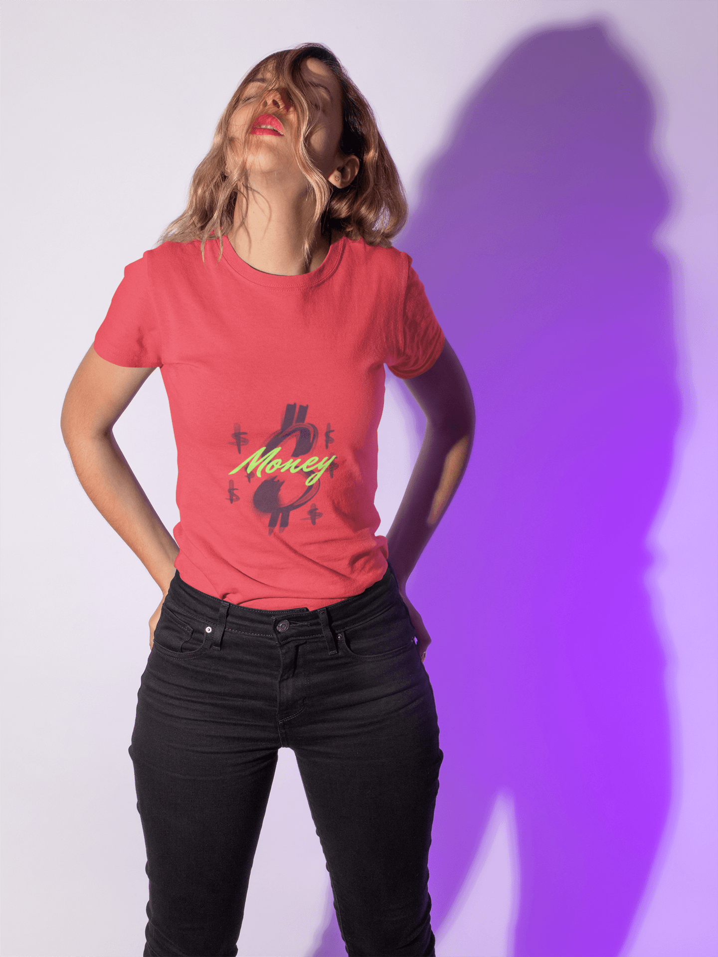 Money Print Women's Round Neck Half Sleeve T-shirt - Lyssian