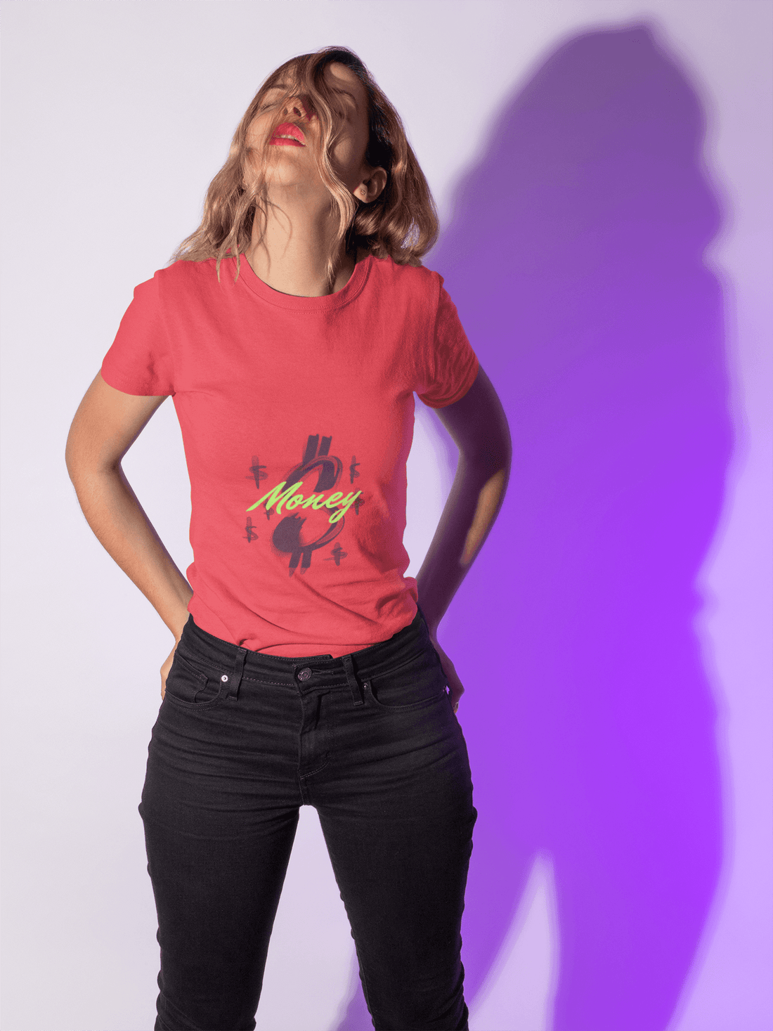 Money Print Women's Round Neck Half Sleeve T-shirt - Lyssian