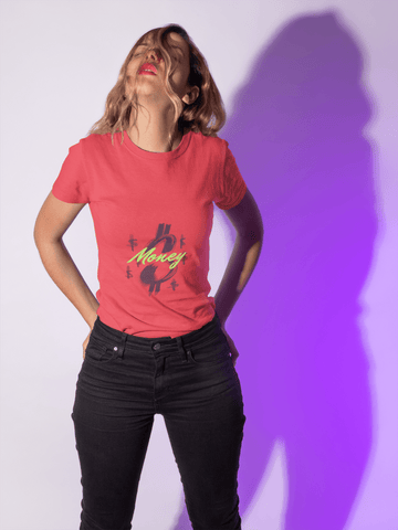 Money Print Women's Round Neck Half Sleeve T-shirt - Lyssian