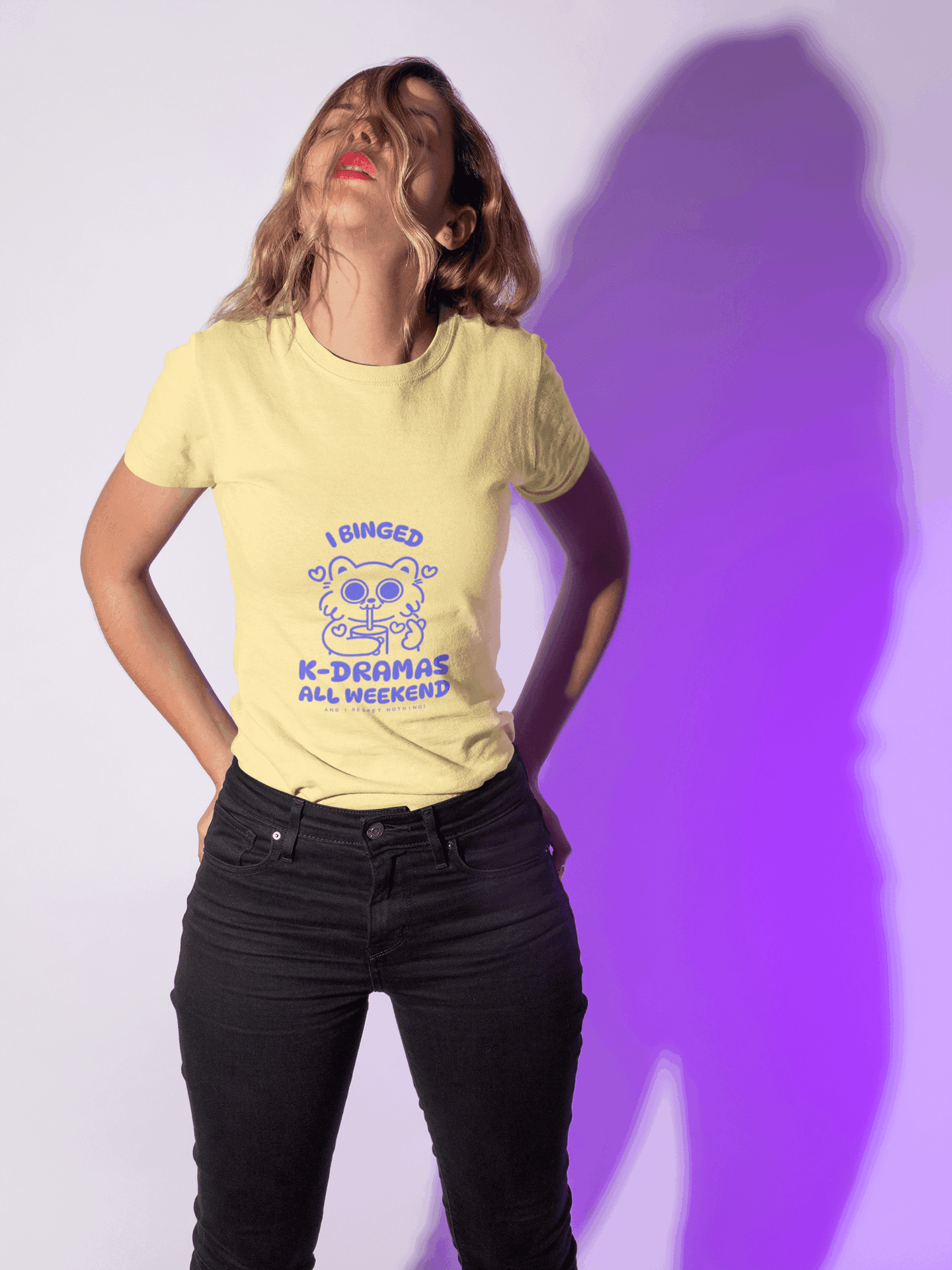 Binged All Weekend Women's Round Neck Half Sleeve T-shirt - Lyssian