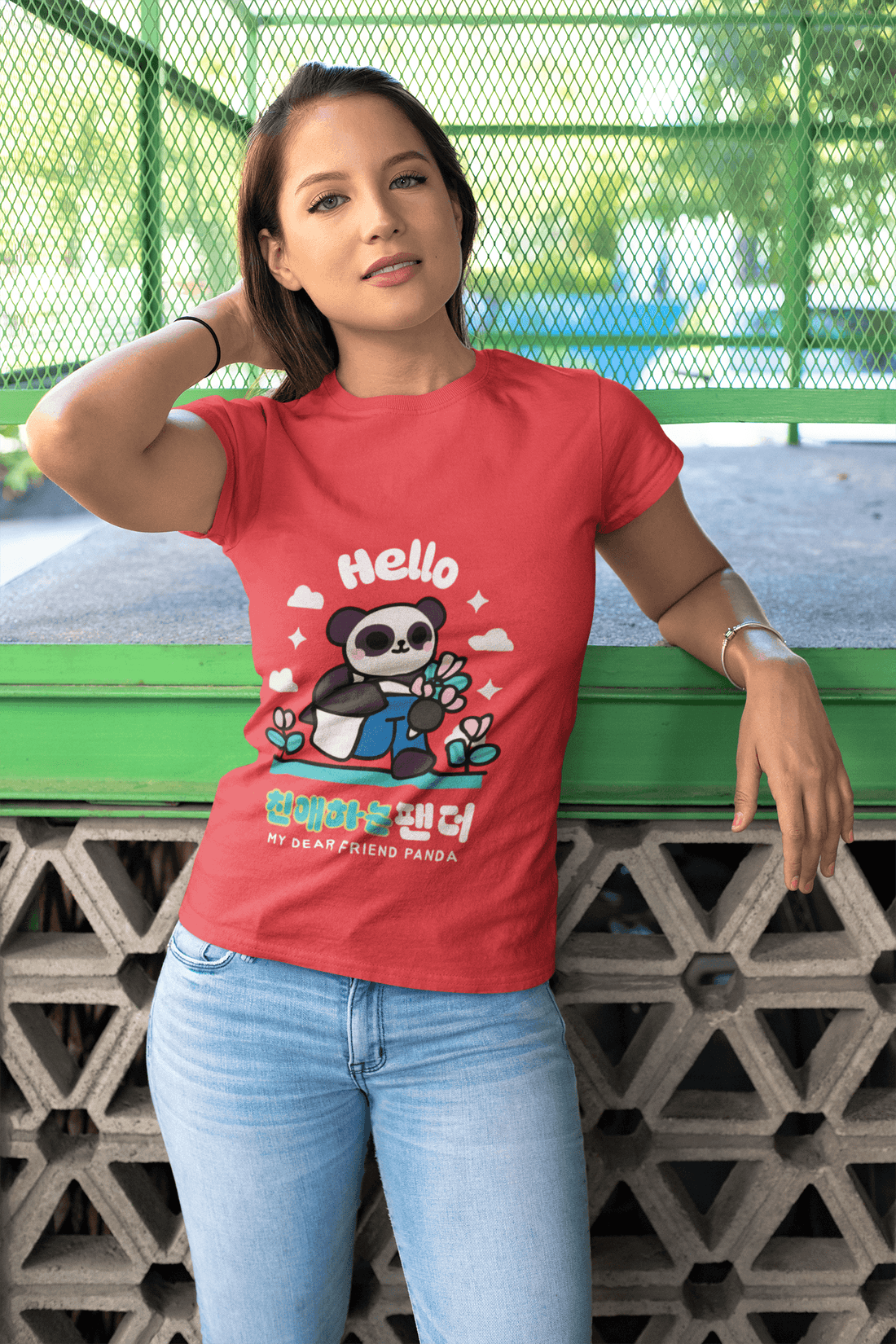 Baby Panda Women's Round Neck Half Sleeve T-shirt - Lyssian