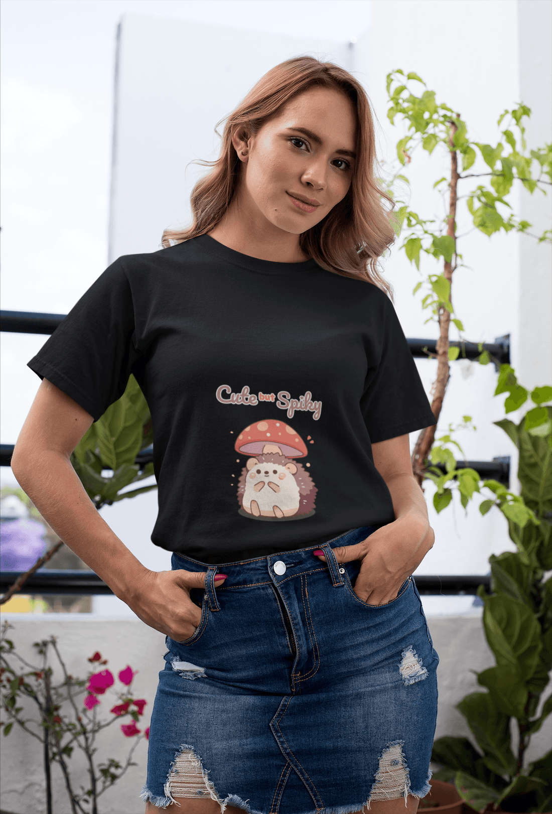 Cute and Spiky Women's Round Neck Half Sleeve T-shirt - Lyssian