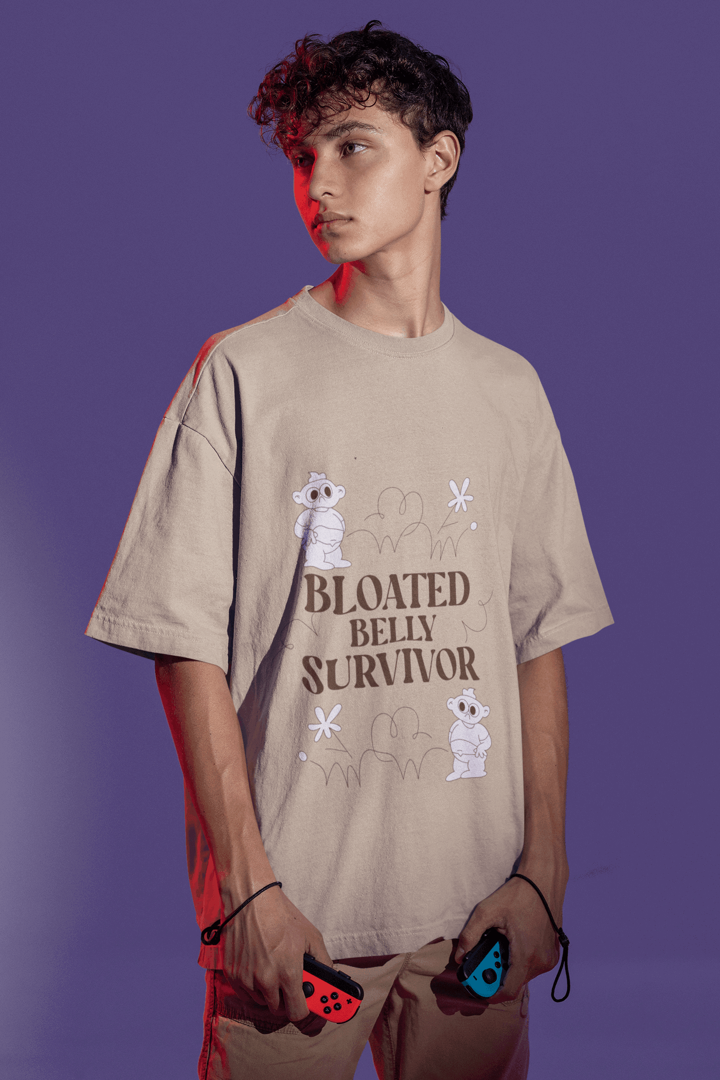 Bloated Tummy Men's Oversized T-shirt - Lyssian